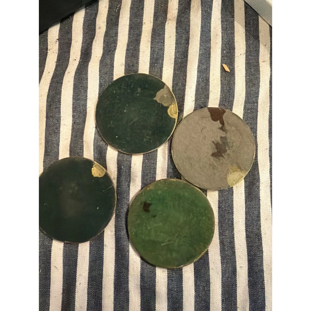 Vintage SMR Portugal Brass Coin Coasters Set of 4 Carlos I Rei de Portugal 1889